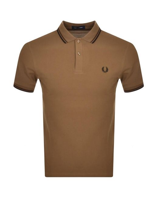 Fred Perry Brown Twin Tipped Polo T Shirt for men