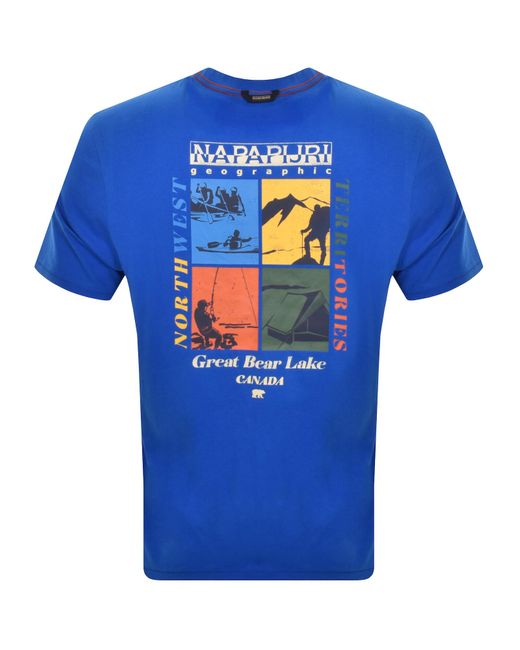 Napapijri Blue S Gras Short Sleeve T Shirt for men