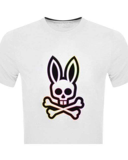Psycho Bunny White Flocking Logo T Shirt for men