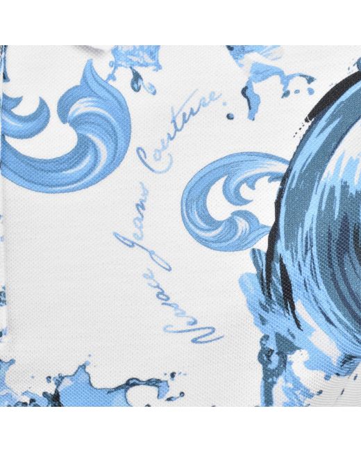 Versace Jeans Blue Couture Print Polo T Shirt for men