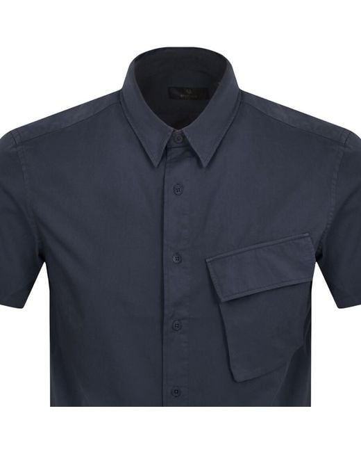 Belstaff Blue Scale Short Sleeved Shirt for men