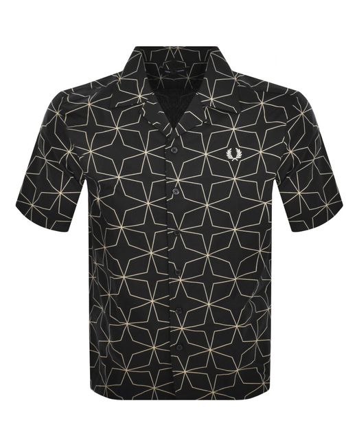Fred Perry Black Geometric Print Shirt for men