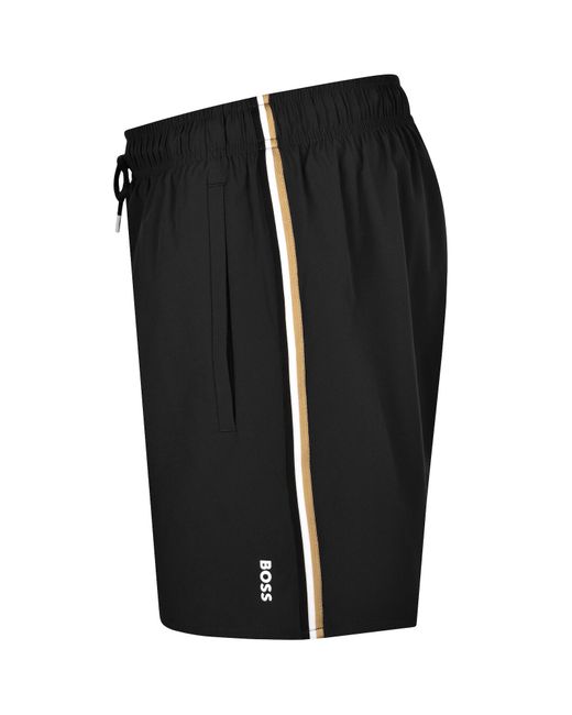 BOSS BUSINESS Black Boss Iconic Swim Shorts for men
