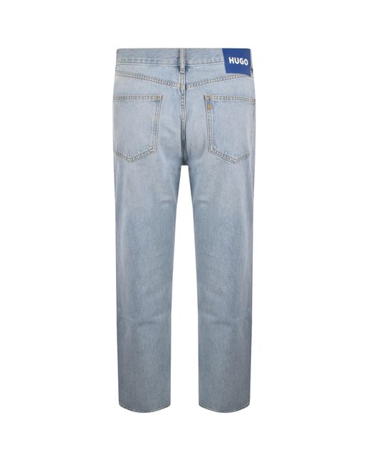 HUGO Blue Straight Fit Jonah Light Wash Jeans for men