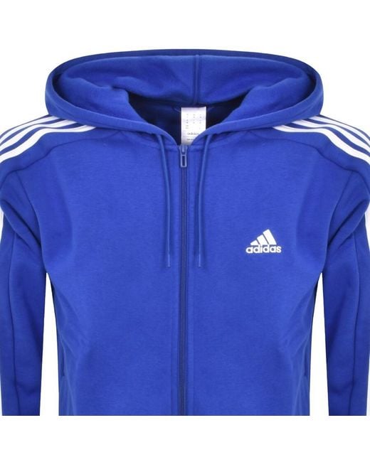 Adidas Originals Blue Adidas Essentials Full Zip Hoodie for men