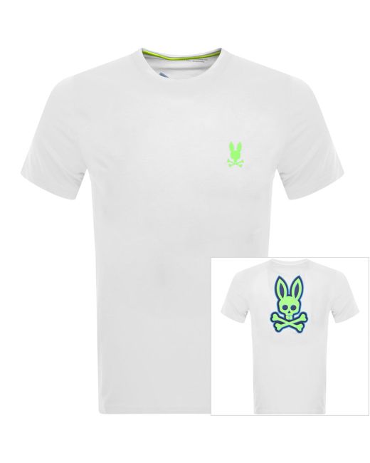 Psycho Bunny White Sloan Back Graphic T Shirt for men