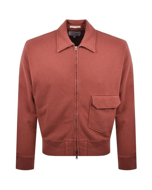 Norse Projects Red Loopback Full Zip Sweatshirt for men