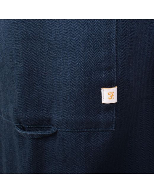 Farah Blue Farah Marshall Long Sleeve Overshirt Yale for men