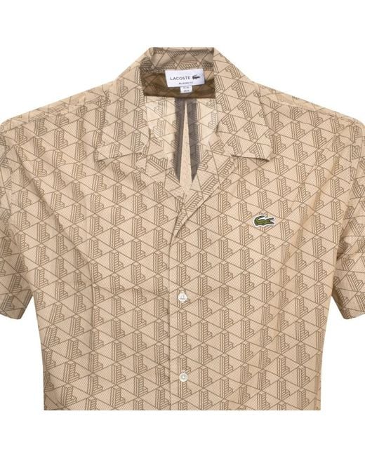 Lacoste Natural Check Short Sleeved Shirt for men