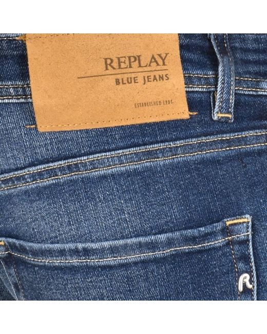 Replay Blue Comfort Fit Rocco Dark Wash Jeans for men