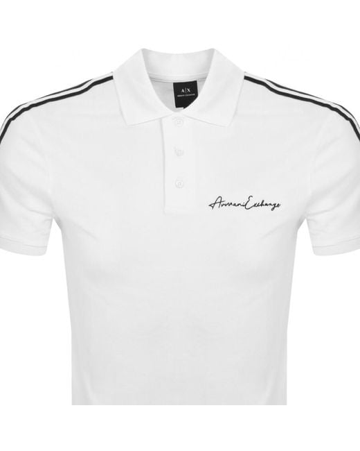 Armani Exchange White Logo Polo T Shirt for men