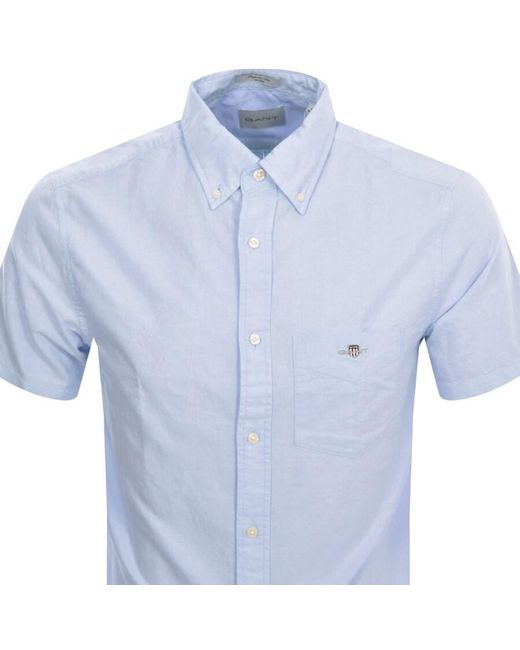 Gant Blue Poplin Short Sleeved Shirt for men