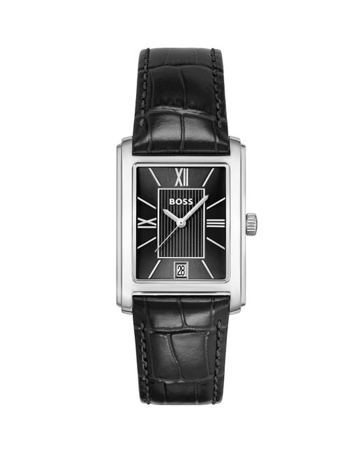 BOSS BUSINESS Black Boss Principle Dress Leather Watch for men