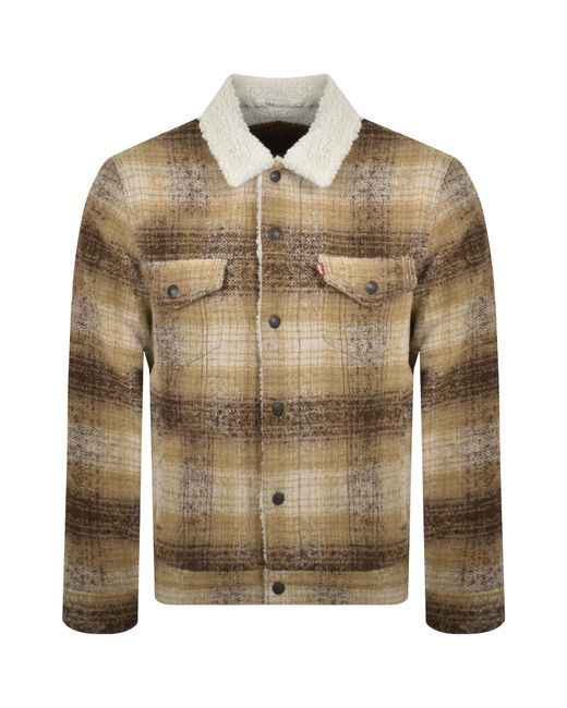 Levi's Green Plaid Sherpa Trucker Jacket for men