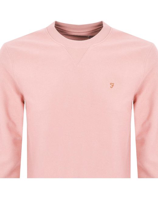 Farah Pink Galli Twill Crew Sweatshirt for men