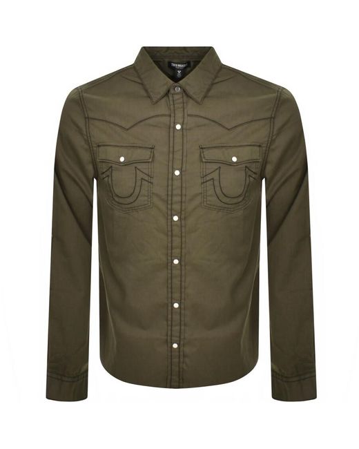 True Religion Green Big T Western Shirt for men