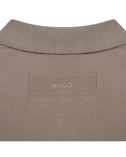 HUGO Gray San Peter Knit Polo Jumper for men