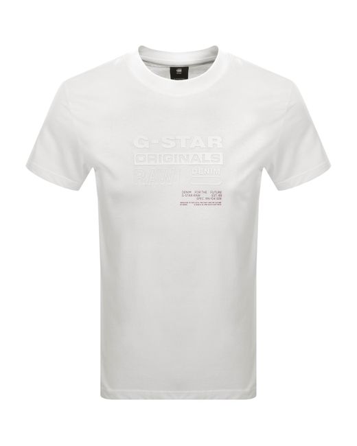 G-Star White G-Star Originals Logo T Shirt for men