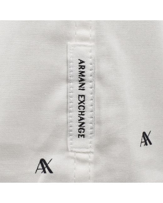 ARMANI EXCHANGE White Ax Pattern Shirt Off for men