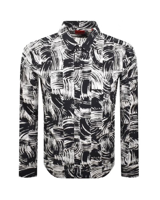 HUGO Black Long Sleeved Ermo Shirt And for men