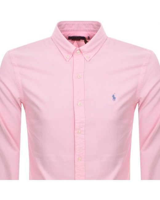 Ralph Lauren Pink Oxford Long Sleeved Shirt for men