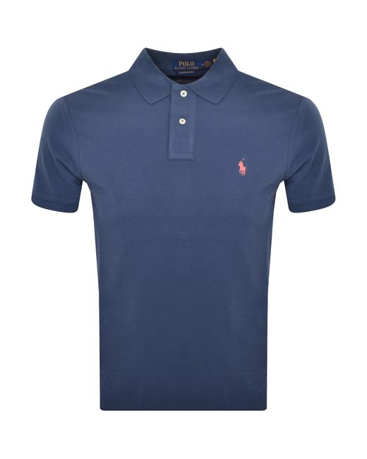 Ralph Lauren Blue Custom Slim Polo T Shirt for men