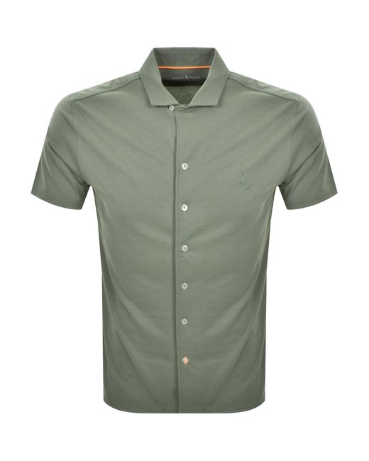 Psycho Bunny Green Bryan Camp Collar Shirt for men