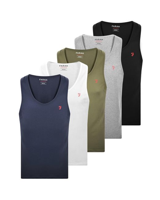 Farah Green Farah Borstein 5 Pack Vests for men
