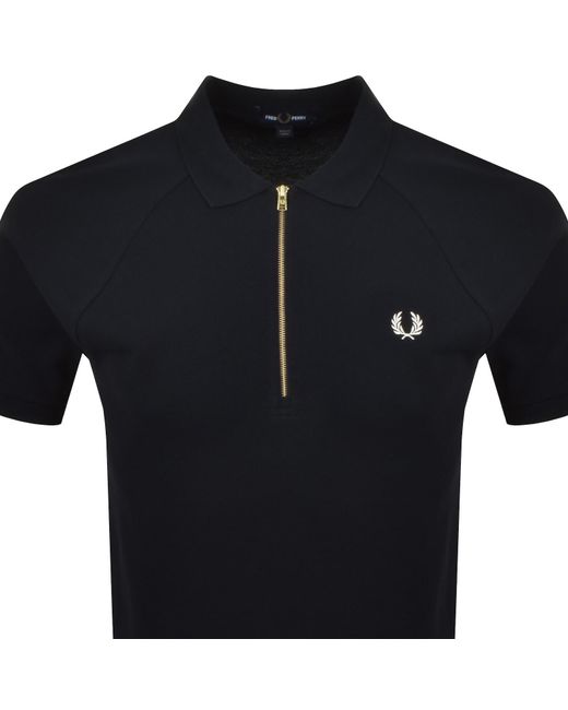 Fred Perry Blue Cable Tape Quarter Zip Polo for men