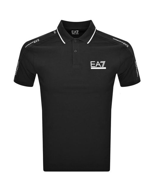 EA7 Black Emporio Armani Tipped Polo T Shirt for men