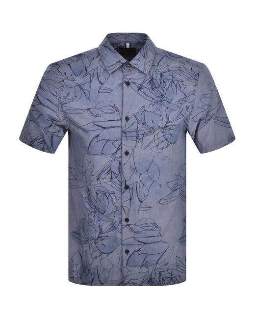 Ted Baker Blue Chambray Floral Shirt for men