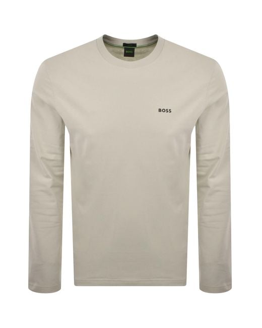 Boss Gray Boss Long Sleeved Stretch T Shirt Light for men
