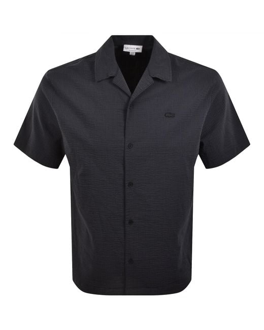 Lacoste Black Relaxed Fit Seersucker Shirt for men