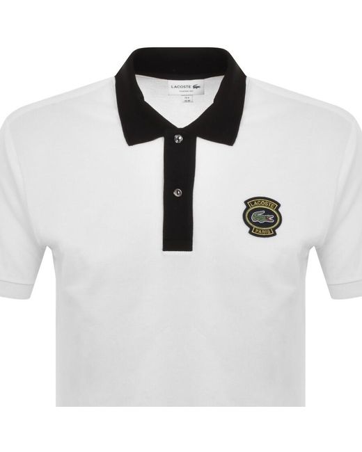 Lacoste White Short Sleeved Polo T Shirt for men