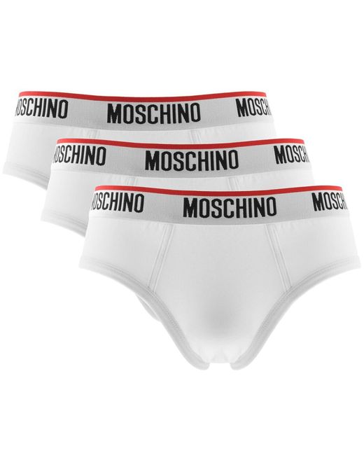 Moschino White Underwear Three Pack Briefs for men