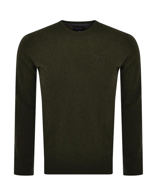 Barbour Green Essential Lambswool Knit Jumper for men