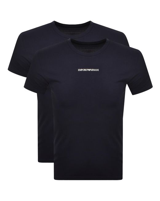 Armani Blue Emporio 2 Pack Logo T Shirts for men