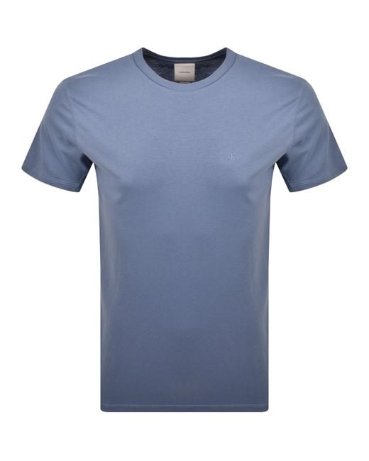 Calvin Klein Blue Chest Logo T Shirt for men