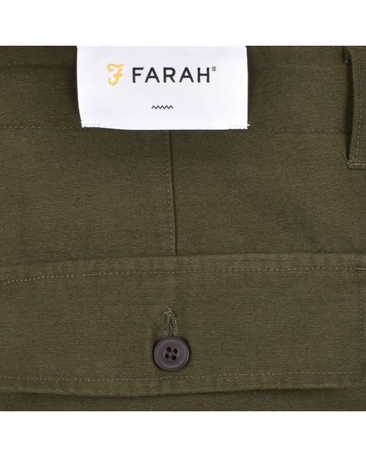 Farah Green Hawtin Canvas Trousers for men