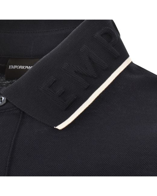 Armani Black Emporio Logo Collar Polo for men