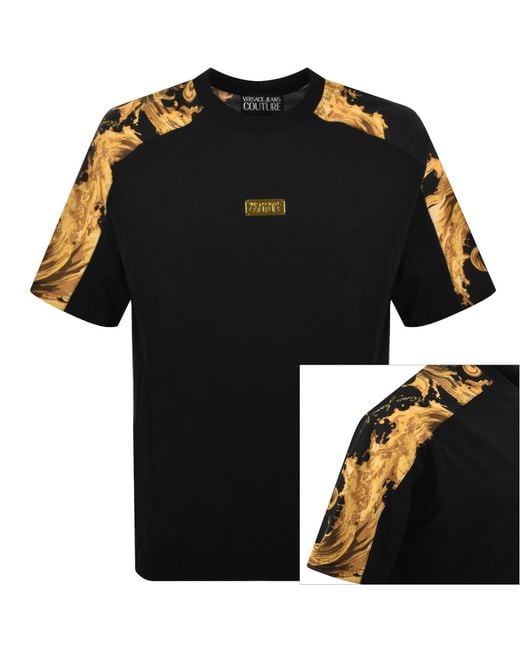 Versace Jeans Black Couture Contrast Print T Shirt for men
