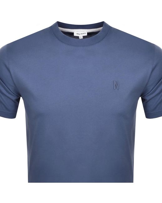 Norse Projects Blue Johannes Logo T Shirt for men