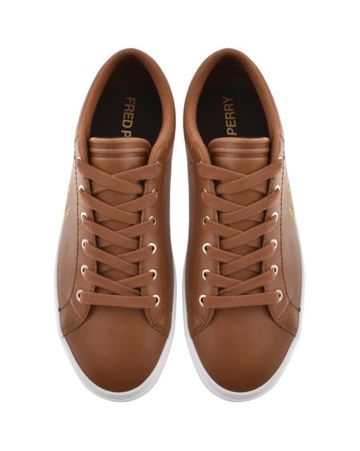 Fred Perry Brown Baseline Leather Trainers for men