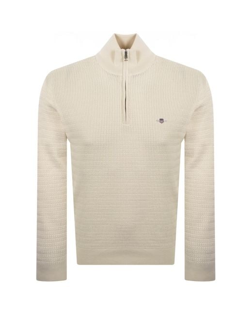 Gant Natural Cable Knit Half Zip Jumper for men