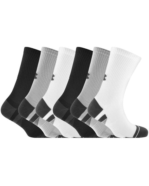 Under Armour Black 6 Pack Tech Crew Socks for men