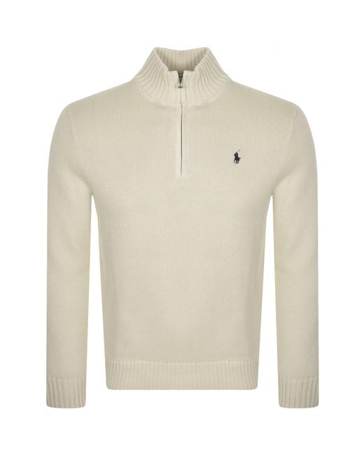 Ralph Lauren Natural Half Zip Knit Jumper for men