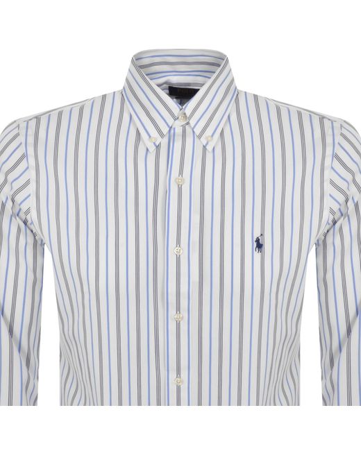 Ralph Lauren Blue Custom Fit Long Sleeve Shirt for men