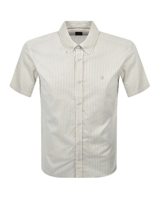 BOSS BUSINESS Gray Boss H Liam Striped Shirt Open for men
