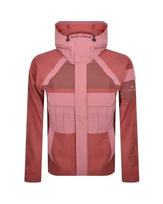 Paul Smith Red Mixed Media Hooded Jacket for men