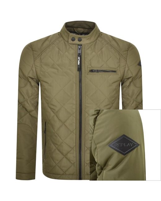 Replay Green Logo Quilted Jacket for men